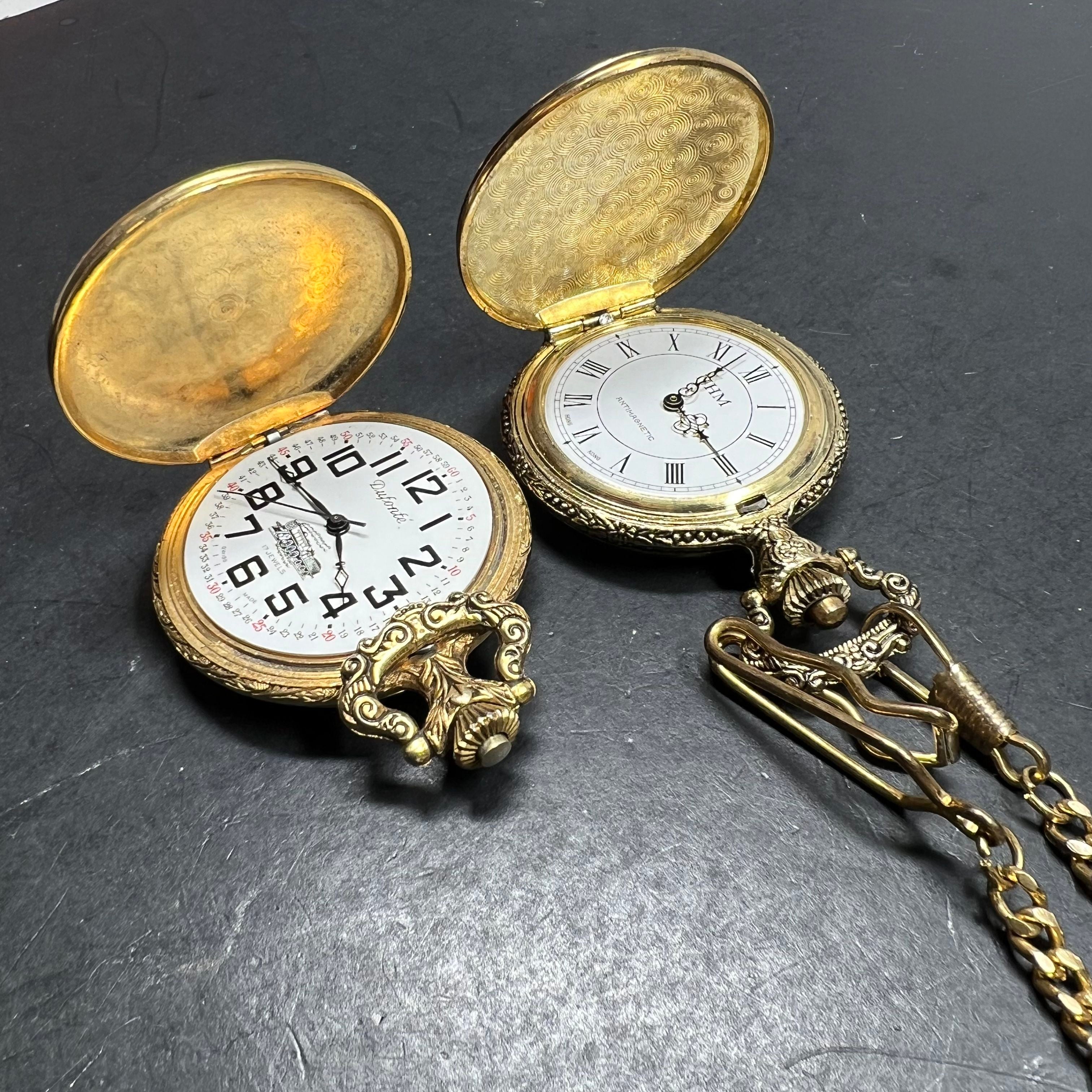 Lot of 3 Gold Tone Pocket Watches Fair Condition for Prop Repair Parts