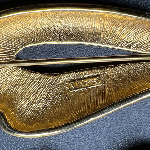 Monet Yellow Enamel Gold tone Brooch & Clip On Earrings Set