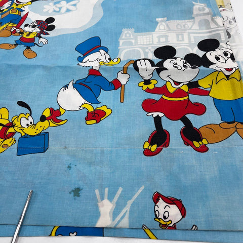 Vintage Disney Sheet Set Mickey Mouse Donald Duck Twin Fitted Flat Muslin 2pc