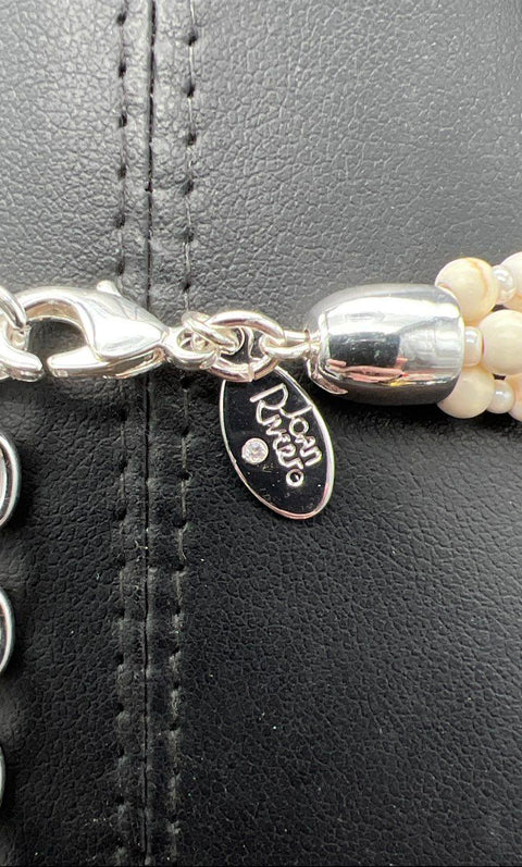 Vintage Joan Rivers Faux Howlite Crystal Flower Statement Necklace Signed