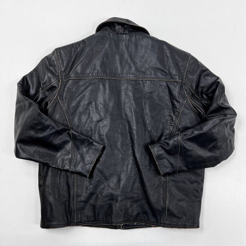 Carroll Original Wear Men's Black Leather Logan Coach Trailers Jacket Sz XL