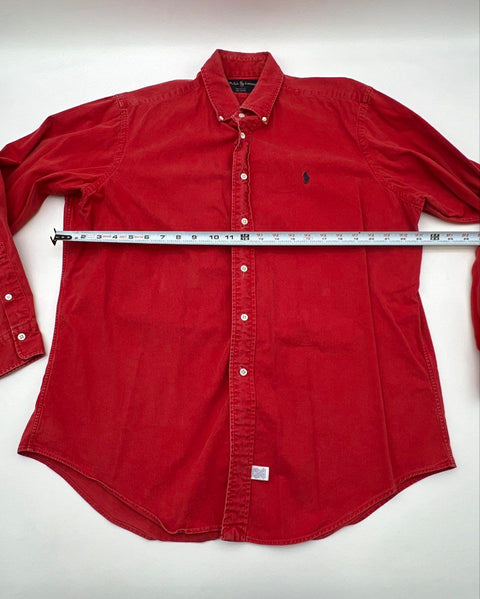 Vintage 90s Ralph Lauren Men's Red Cotton Button Down Shirt Made in USA Sz L