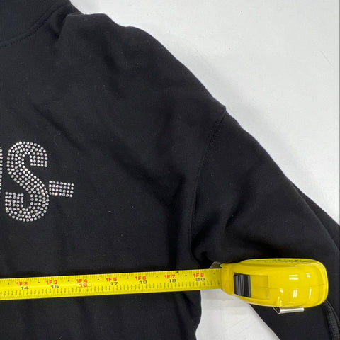 Vlone Men's Friends Swarovski Crystal Logo Pullover Hoodie Black Size L