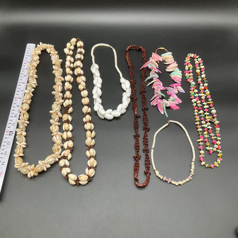 Vintage Shell Mother of Pearl Cowrie Japan Boho Jewelry Lot of 7 Necklaces