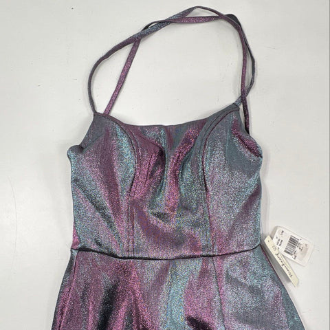 NWT Xtraordinary Womens Teal Pink Iridescent Gown Lace Up Prom Dress Size 5