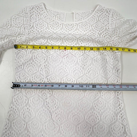 Lilly Pulitzer Women's White Lace Bell Sleeve Shift Dress Geometric Eyelet Sz S