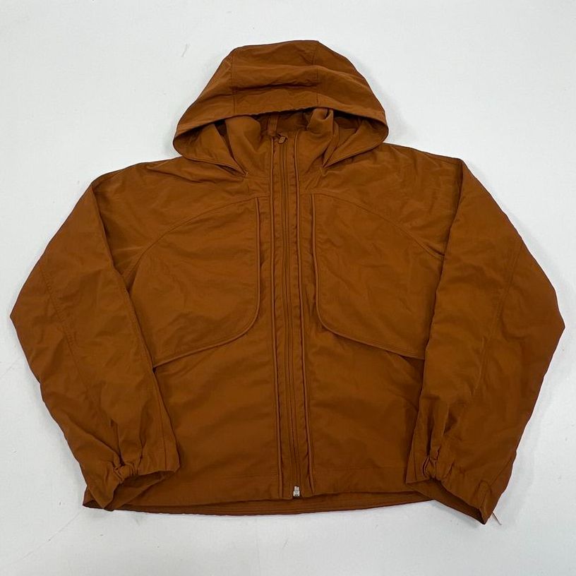 Women's Lululemon Burnt Orange Full Zip. Multi-Pocket Windbreaker Jacket Size 4