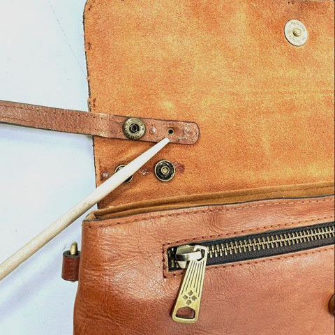 Patricia Nash Brown Leather Woven Link Crossbody Satchel Bag Brass Hardware