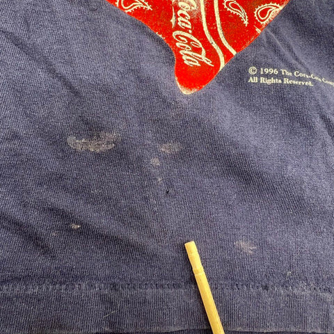 Vintage 1996 Coca-Cola Coke Polar Bear Cowboy T-Shirt Double Stitch Sz L