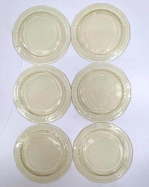 Federal Glass Patrician Spoke 6 Piece Dinner Plate Set 8 Inch Amber Depression