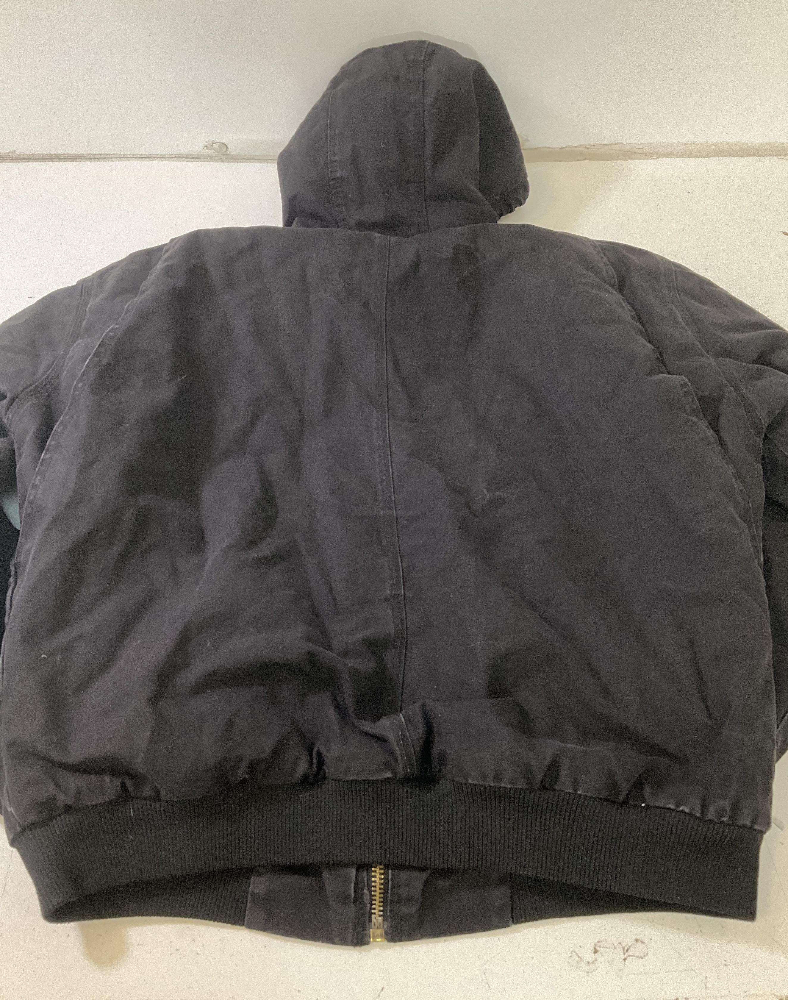 Berne Love's Logo Hooded Work Jacket Quilted Lined Canvas Duck Black Mens