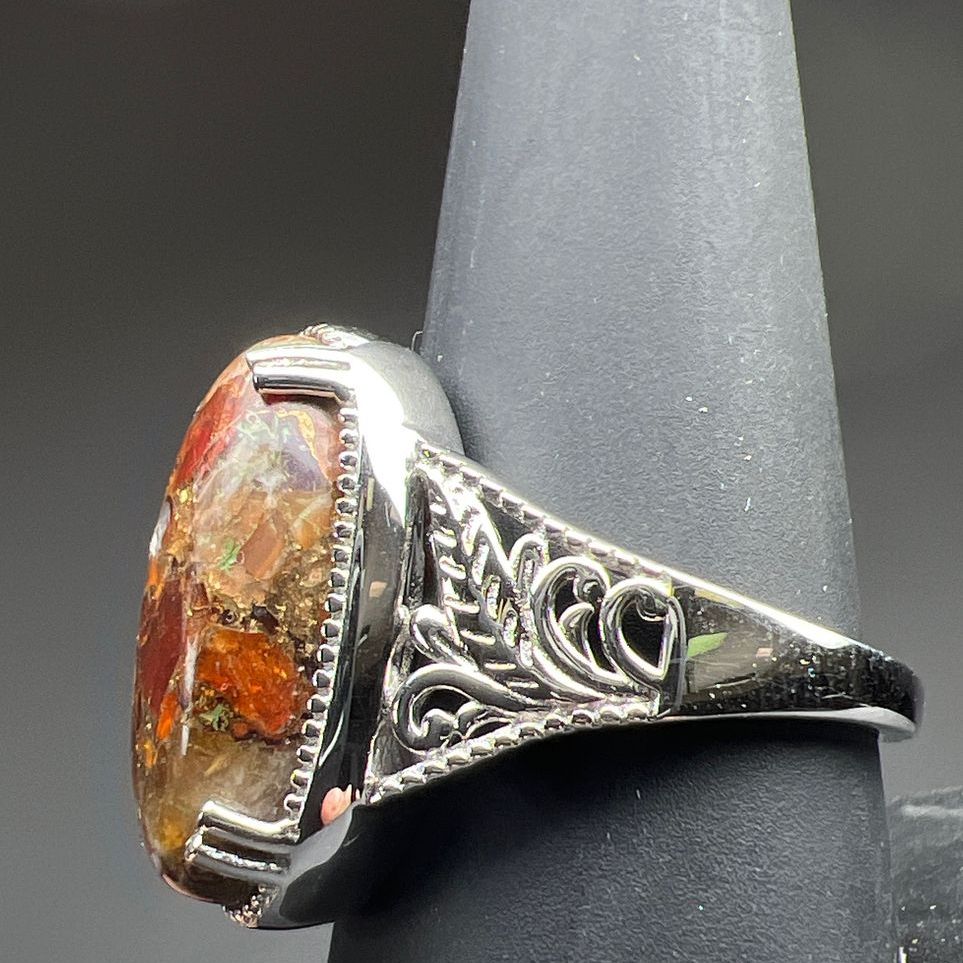 Fire Opal Matrix Copper Ring Size 9 NIB