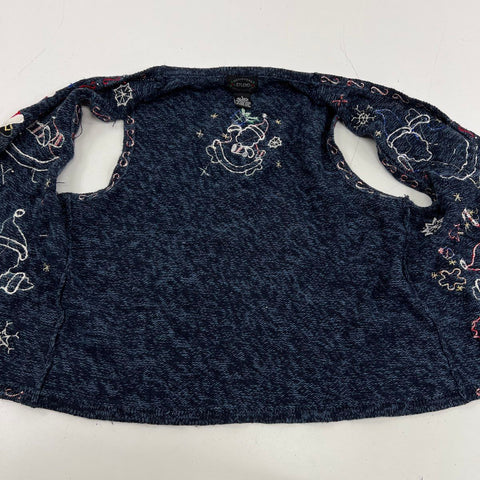 Vintage 90s Designers Studio Originals Women's Christmas Sweater Vest Navy Sz S