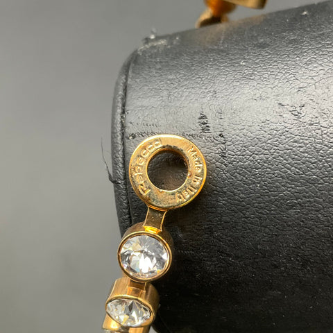 Rebecca Made in Italy Gold Tone Crystal Bezel Set Cuff Bracelet 6.25-6.5"