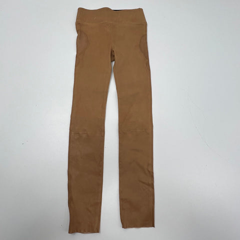 SPRWMN Tan Leather High Rise Skinny Ankle Leggings Pants Women's S NWT