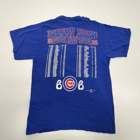 Vintage 1998 Sammy Sosa 66 HR Tour Chicago Cubs T-Shirt Double Sided Sz M