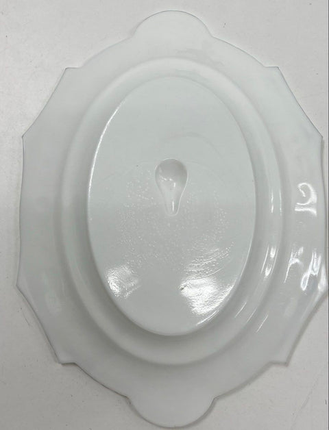 Milk Glass Decorative Wall Plate Hunting Dog Bird Leaf Border White 13 Inch