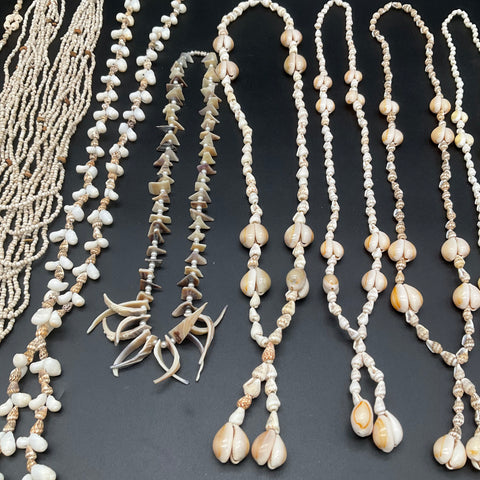 Vintage Island Style Shell Jewelry Lot of 9 Puka Mother of Pearl Necklaces