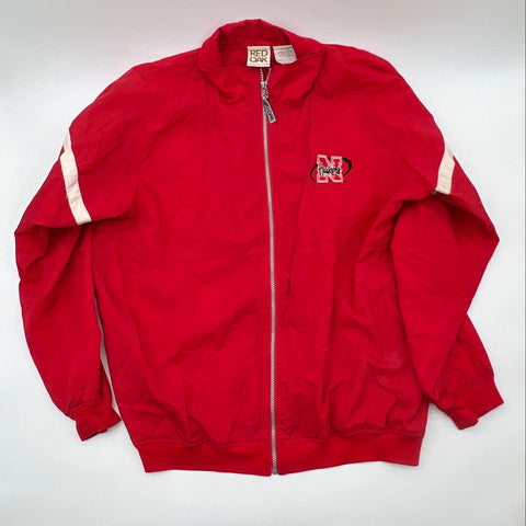 Vintage 90s Red Oak Nebraska Huskers Full Zip Windbreaker Jacket Red Sz L