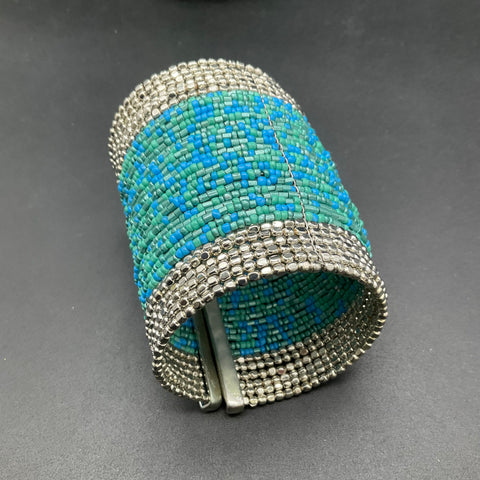 Southwestern Faux Turquoise Silver Tone Jewelry Lot 8pc Cuffs Bracelets Earrings