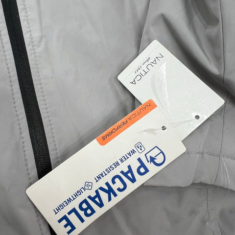 Nautica Women's NWT White Gold Packable Water Resistant Rain Jacket Hooded XL