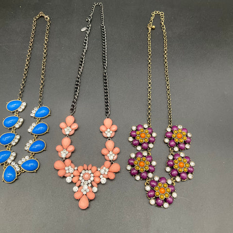 Mixed Fashion Costume Statement Necklace Lot of 5 Floral Geometric Rhinestone