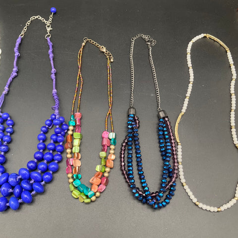 Beaded Statement Necklace Jewelry Lot of 6 Multi-Strand Ombre Shell Boho Style