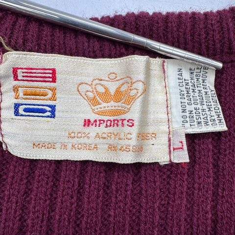 Vintage 70s Cardigan Sweater & Ribbed Knit Vest Lot Orlon Acrylic Sz L