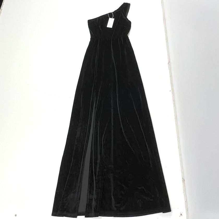Baltic Børn Black Tatiana Velvet One Shoulder Maxi Dress Women's XS NWT