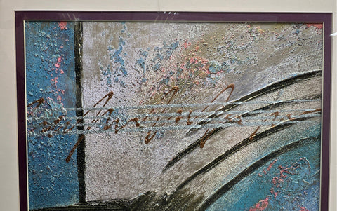 Lee Reynolds Vanguard Studios Abstract Mixed Media Painting 30x21 Signed Vintage
