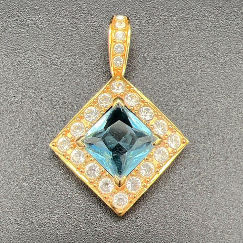 Vintage Nolan Miller Lot of 2 Pendants Gold & Silver Tone Rhinestone Signed