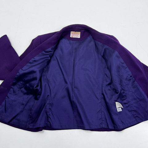 Vintage 90s Pendleton Purple 100% Virgin Wool Petite Blazer Jacket Sz 4