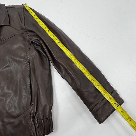 Marc New York Brown Leather Bomber Full Zip Jacket Men's M