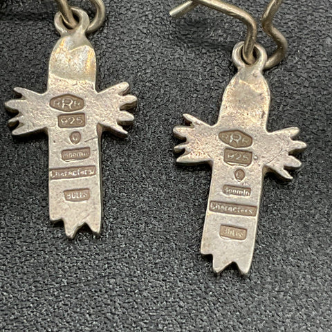 Sterling Silver 925 Moomin Hattifattener Figural Dangle Drop Earrings Signed