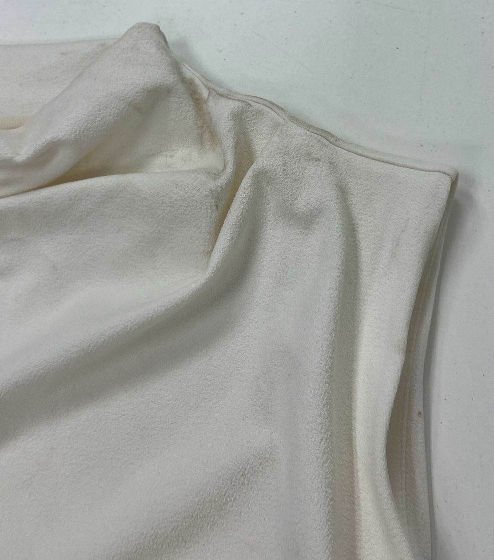 Anthropologie White Ruched Sleeveless Sheath Maxi Dress Women's Size L
