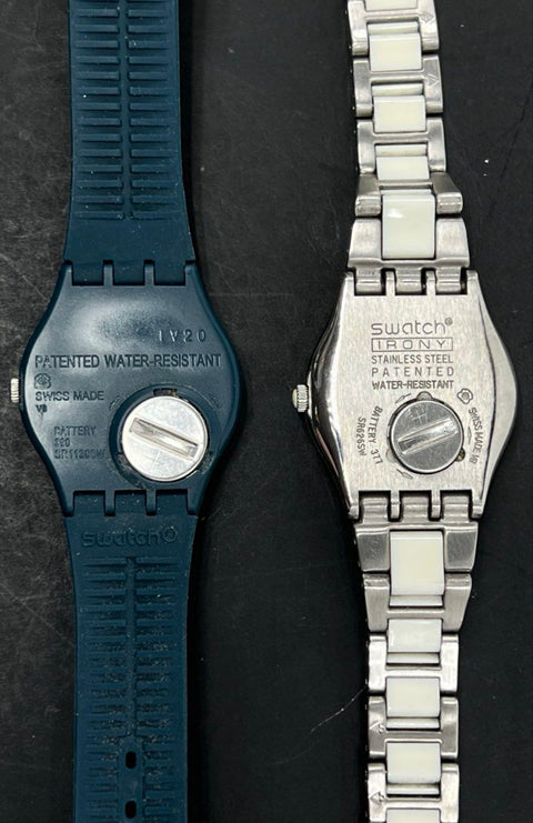 Swatch Irony Stainless Steel and Teal Plastic Swiss Made Watches Lot of 2