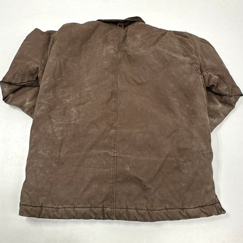 Schmidt Men's Brown Quilt Lined Distressed Canvas Work Jacket Coat Sz L
