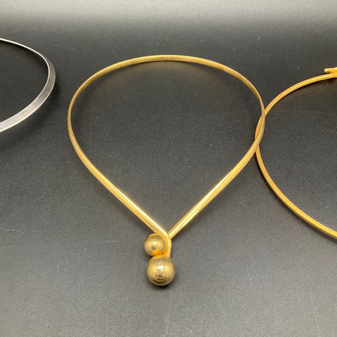 Costume Jewelry Lot 8pc Gold Silver Tone Torque Collars Faux Stone Cord Necklace