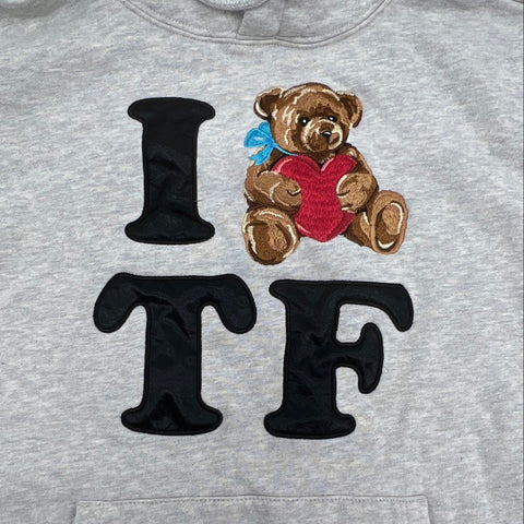 Teddy Fresh Hoodie Lot Gray I Heart TF & White What Is Love Embroidered Size S