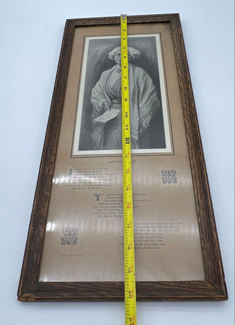 James Lee Mother Mine Poem Portrait Print 21x9.5 Vintage 1912 Framed Art