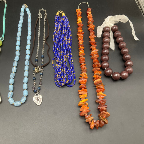 Vintage & Modern Necklace Lot of 10 Fashion Jewelry Beaded Statement Pendants