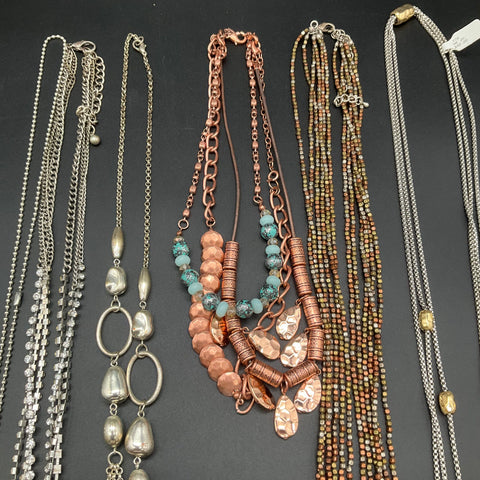 Fashion Jewelry Lot of 7 Necklaces Rhinestone Mother of Pearl Nebraska Eagle