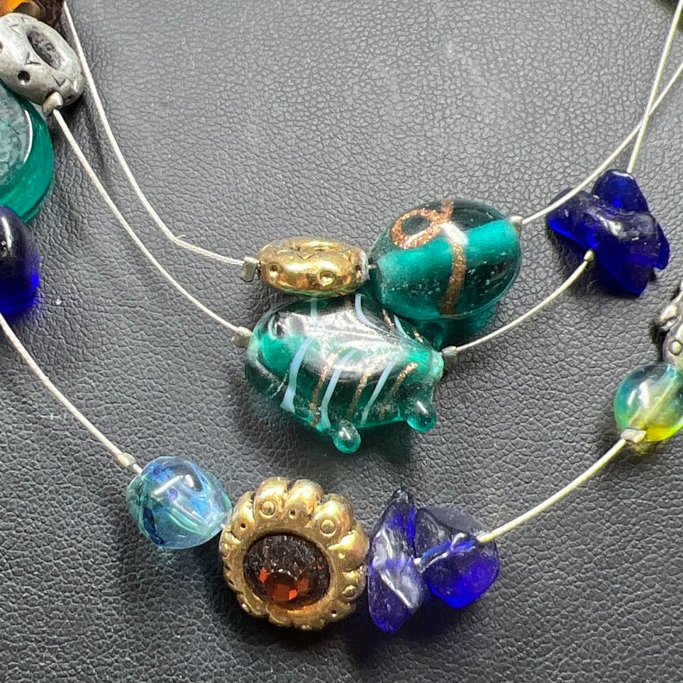 Chico's Glass Fish Beaded Necklace