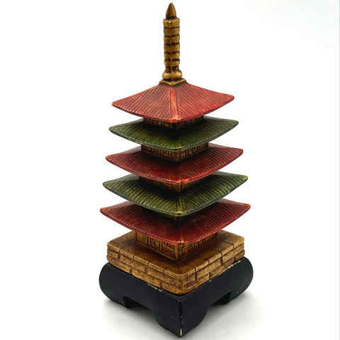 Arnels Ceramic 5-Tier Pagoda Figurine Vintage 1967 Hand Painted Asian Decor