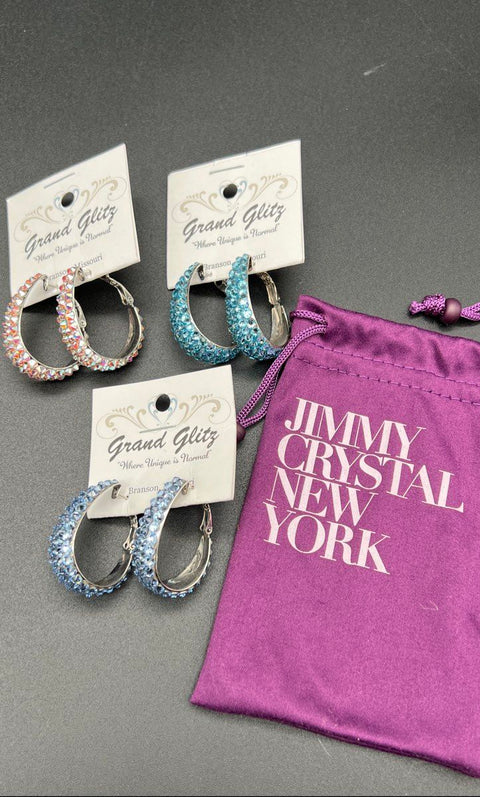 Jimmy Crystal NY Grand Glitz Jewelry Lot of 5 Watch Bracelet 3 Pairs Earrings