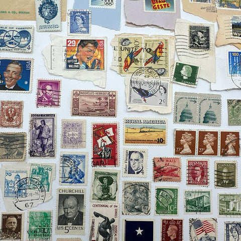Worldwide Postage Stamp Lot Vintage USA Canada Europe Mystic Stamp Co 200 Pcs