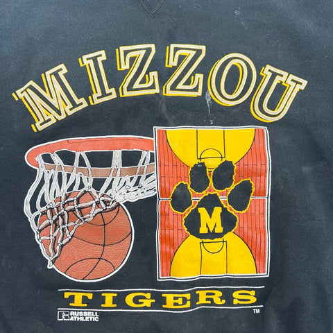 Vintage 90s Mizzou Tigers Basketball Russell Athletic Sweatshirt Made USA Sz XL