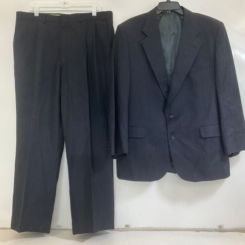 Vintage 80s American Trend Charcoal Pinstripe Wool 2-Piece Suit Men's 46 37x29
