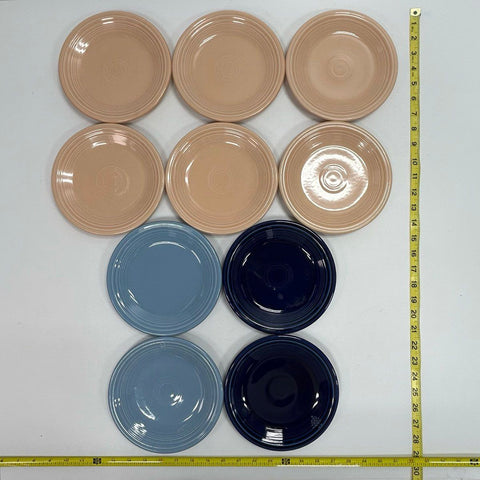 Homer Laughlin Fiesta Salad Plate 10pc Set Cobalt Periwinkle Apricot Modern