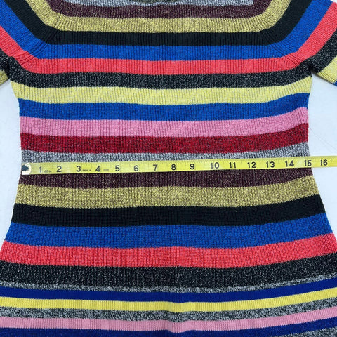INC International Concepts Women's Multicolor Striped Metallic Sweater Sz L